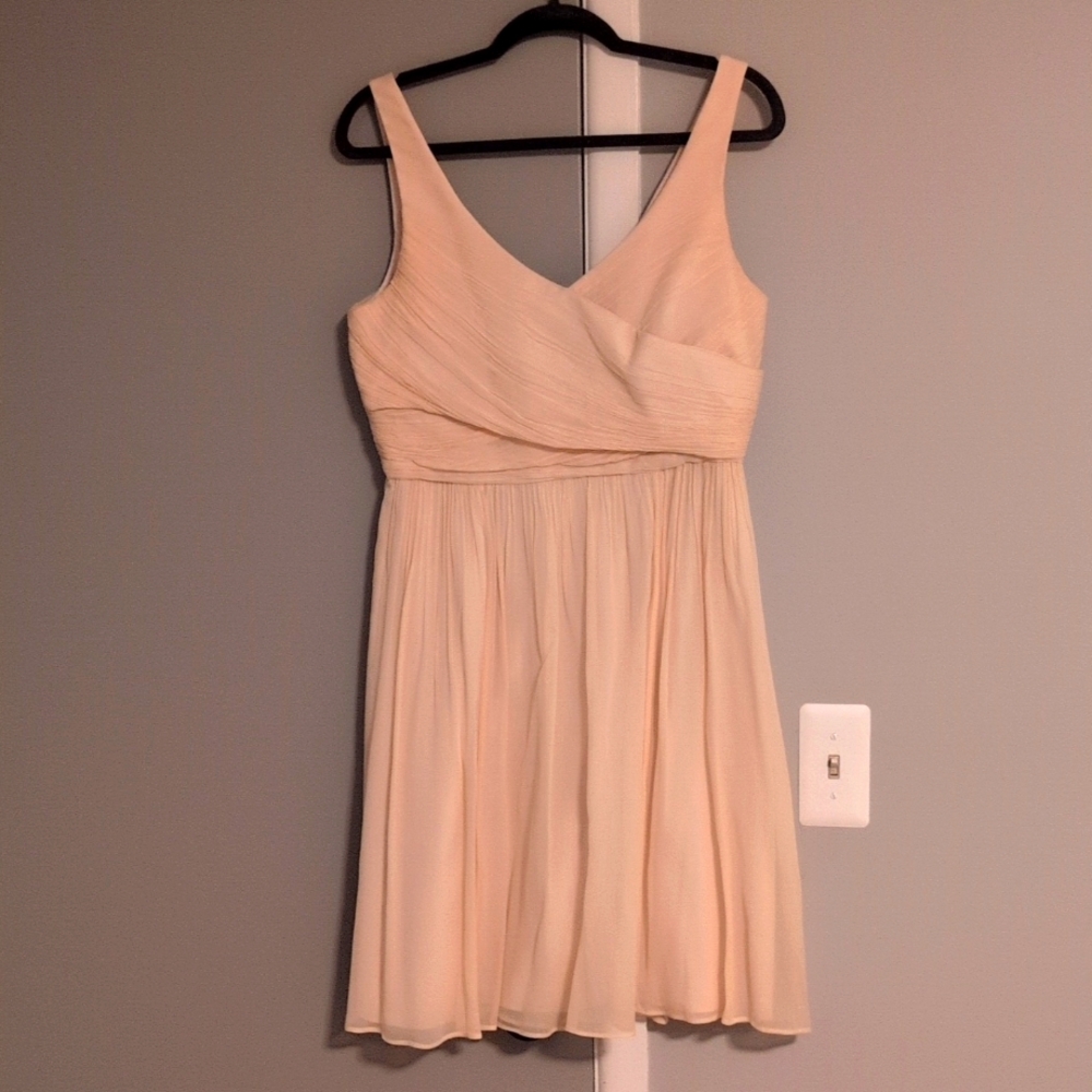 J Crew Champagne Chiffon Dress - Picture 1 of 3